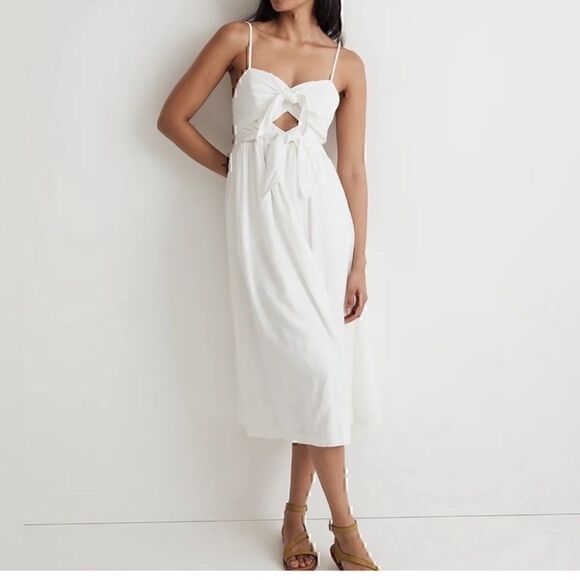 Madewell Dresses & Skirts - NWT MADEWELL White Double Tie Cutout Sweetheart Midi Dress Size 8